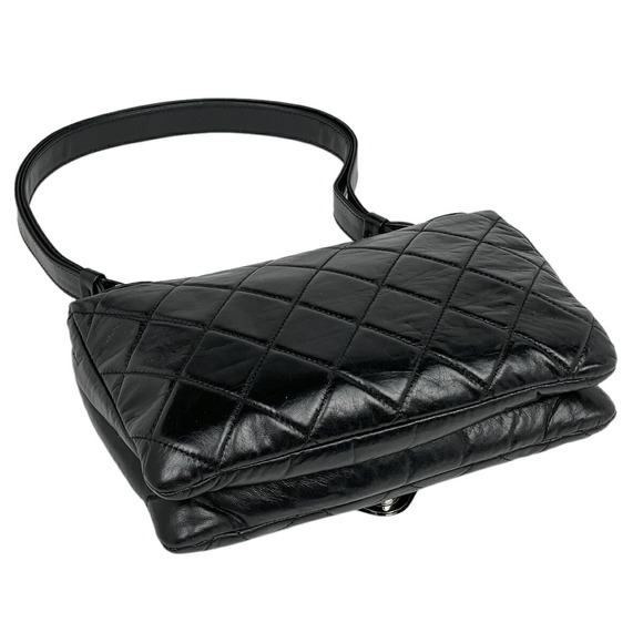 Chanel W Bag Shoulder Cocomark Matelasse Flap Black Leather - Picture 1 of 11